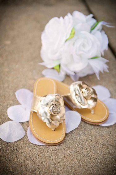 Girls Gold Patent Leather Flower Sandal<BR>Now in Stock
