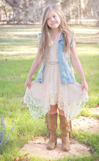 MLK Girls Taupe Lace Dress Now In Stock