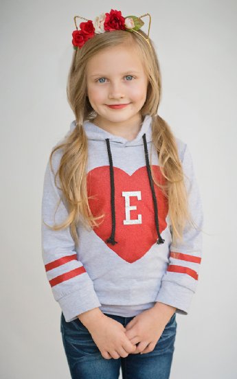 Girls Heart Valentine Hoodie<br>2 to 8 Years<br>NOW IN STOCK