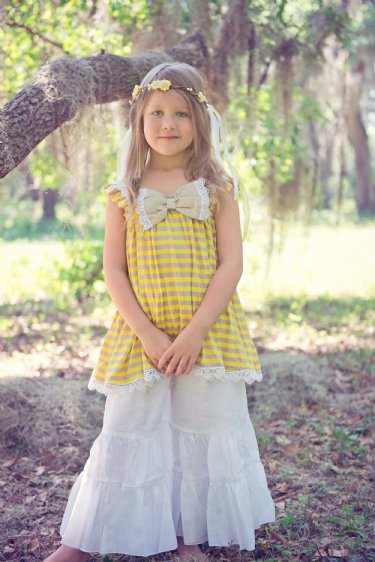 White Linen Flounce Pant<BR>2T to 8 Years<BR>Now in Stock