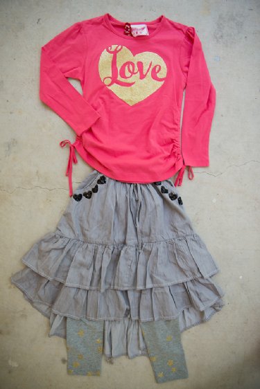 Paper Wings Glitter Heart Drawstring Top<BR>4 to 12 Years<BR>Now in Stock