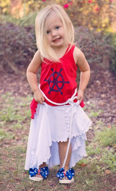 Girls Nautical Tank with Rope Sash<br>4, 5, & 6 Years ONLY