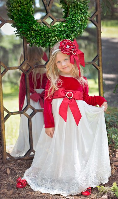 Holiday Red Juliette Maxi Dress<br>Exclusively at Cassie's Closet<br>2 to 10 Years<BR>Now in Stock