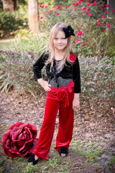 Girls Holiday Red Palazzo Pant<BR>2T to 14 Years<BR>Now in Stock