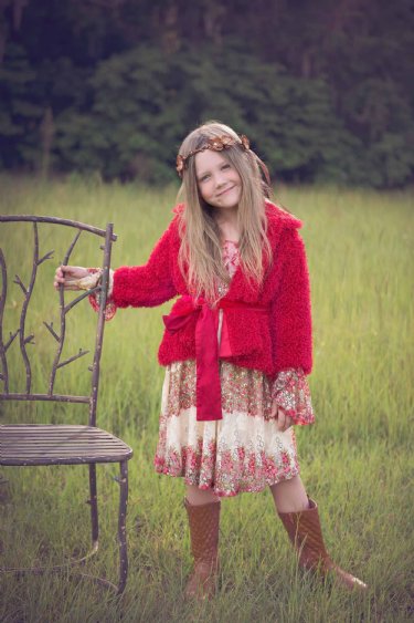 Tween Holiday Red Shabby Chic Coat<br>7 to 14 Years<BR>Now in Stock