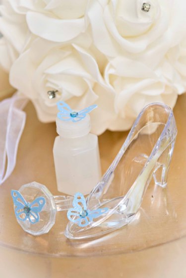 Cinderella Party Favor Bundle<br>Glass Slippers, Butterfly Bubbles, Butterfly Diamond Rings