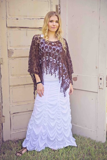 Women's White Boho Bustle Maxie Skirt<BR>Now in Stock
