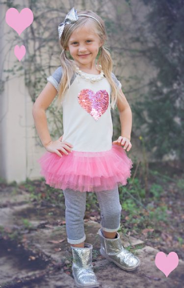 Girls Flip Sequin Heart Tutu Dress & Pant Set<BR>12 Months to 2 Years<BR>Now in Stock