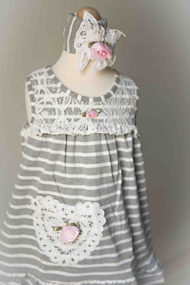 Lacey Heart Stripe Knit Headband<BR>Now in Stock