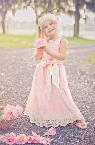Pink Juliette Maxi Gown<br>2 to 10 Years<br>Exclusively at Cassie's Closet<BR>Now in Stock