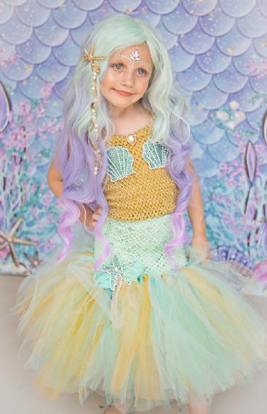 Girls Enchanted Mermaid Tutu Set Aqua Gold Preorder<br>Size 4/5 In Stock