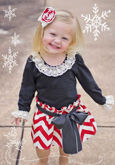 Girls Holiday Chevron Skirt Set<br>12 Months ONLY