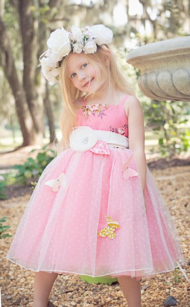 Pretty In Pink Butterfly Gown<BR>3 to 12 Years 