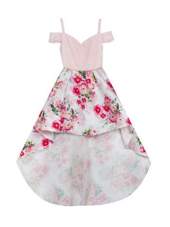 Tween Lacey Floral Hi-Low Gown<BR>14 Years ONLY