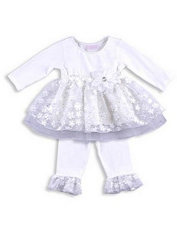 Ivory Flower Petals Swing Top & Ruffle Pant Set 6 & 12 Months ONLY