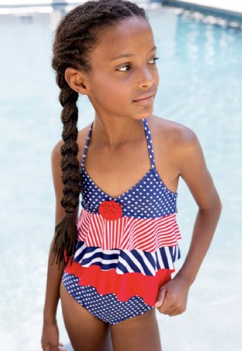 Girls Flower Ruffle Tankini Swimsuit<BR>2 Years ONLY