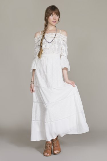 Women's Gypsy Wedding Dance Lace Shoulder Maxi<BR>Now in Stock