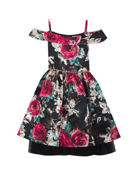 Girls Floral Jaquard Fit & Flare Dress 2T to 6X Now in Stock