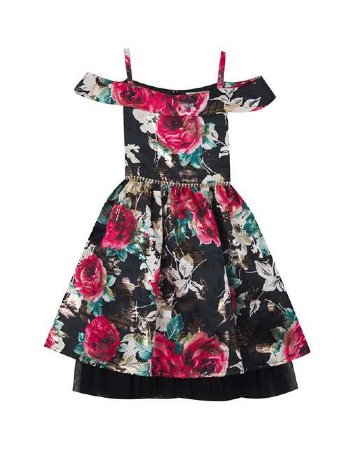 Girls Floral Jaquard Fit & Flare Dress<BR>2T to 6X<BR>Now in Stock