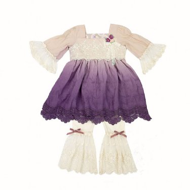 Vintage Plum Tunic & Lace Pant Set 7 Years ONLY - Children's Fall Clothing