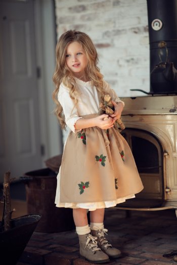 Mustard Pie Holiday 2019 Nora Apron Dress in Cream In Stock