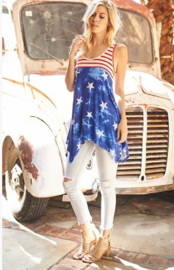 Women's Vintage Stars and Stripes Tunic<BR>Now in Stock