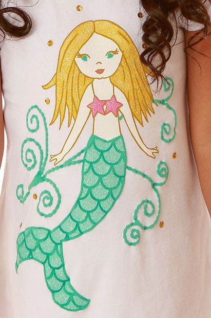 Girls Mermaid Print Coverup Dress<BR>12 Months ONLY