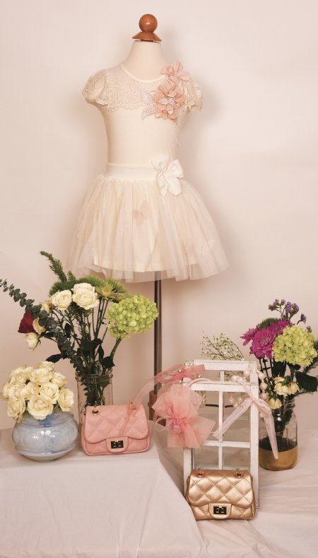 Mae Li Rose Butterfly Skirt in Ivory<BR>Now in Stock