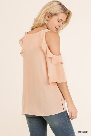 Women's Pink Melon Cold Shoulder Top<BR>Now in Stock