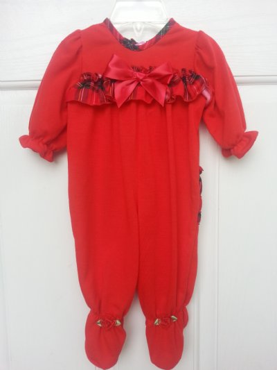 Girls Infant Christmas Footed Sleeper<BR>Preemie ONLY