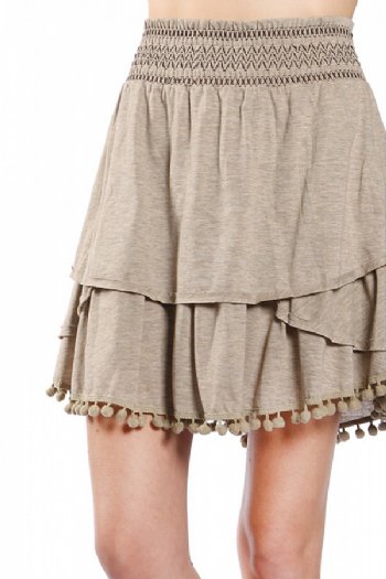 Women's Layered Pom Pom Skirt<BR>Now in Stock