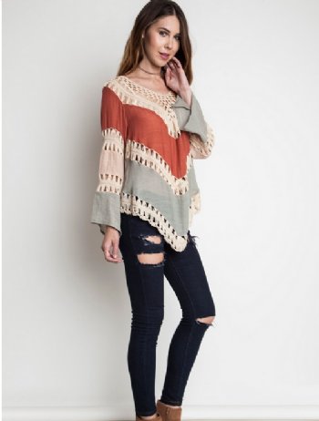 Womens Rust Crochet Top<BR>Now in Stock