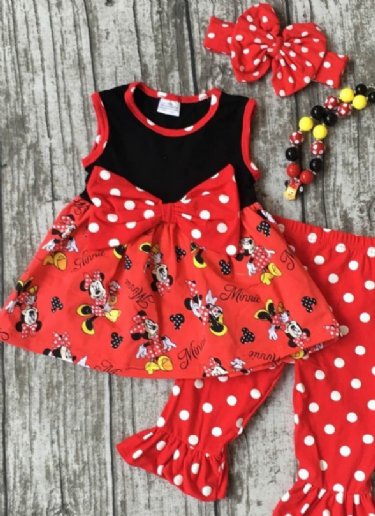 Minnie Mouse Bowtique Capri Set<br>Comes with Headband & Necklace<BR>Now in Stock