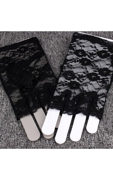 Black Lace Fingerless Gloves <br>In Stock