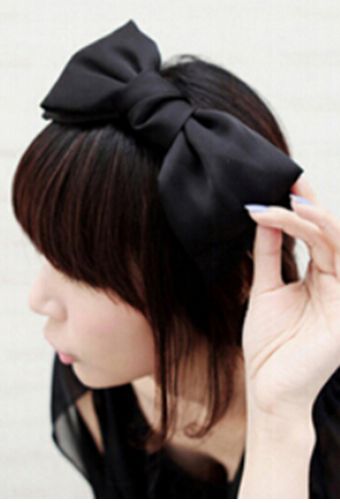 Large Black Bow Headband<BR>Now in Stock