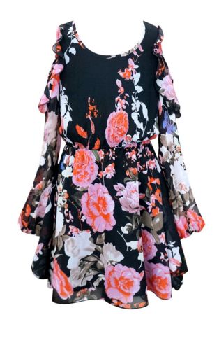 Tween Floral Cold Shoulder Dress<BR>Now in Stock