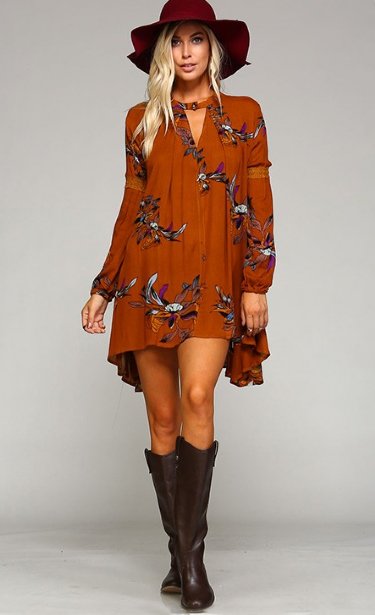 Women's Autumn Floral Shift Dress<BR>Now in Stock