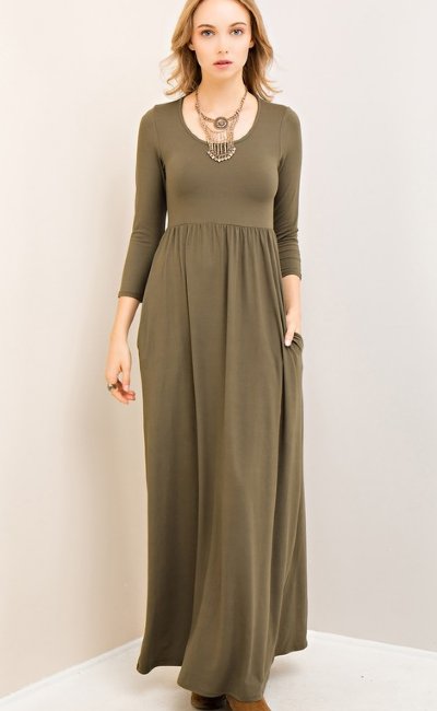 Women's Olive Maxi Dress Now in Stock