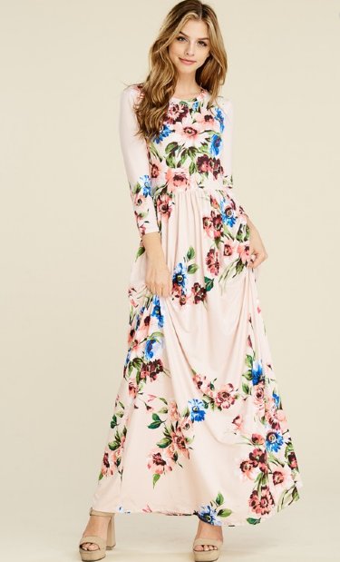 Women's Blush Bouquet Maxi Dress<BR>Now in Stock