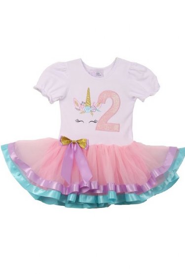 Unicorn Birthday Tutu Dress<BR>Now in Stock