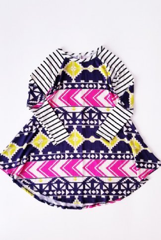 Girls Bright Aztec Day Dress<br>Size 7/8 & 10 Years ONLY