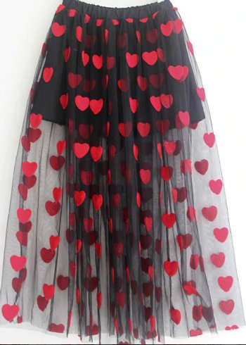 Girls Red Heart Maxi Skirt Preorder<br>4 to 16 Years