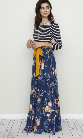 Women's French Blue Floral Maxi<BR>Now in Stock