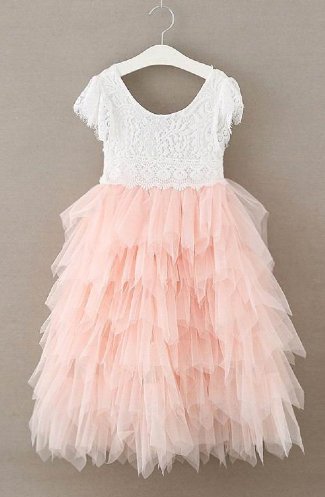 Vintage Closet Blush Flutter Lace Gown Preorder<br>12 Months to 12 Years