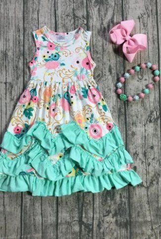 Girls Floral Ruffle Dress Set<br>2T ONLY