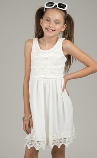Tween White Lace Summer Dress<br>7 to 12 Years<BR>Now in Stock