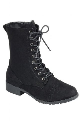 Girls Vintage Lace Up Boot Black In Stock