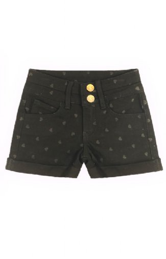 Tween Black Twill Heart Shorts Preorder<br>7 to 14 Years