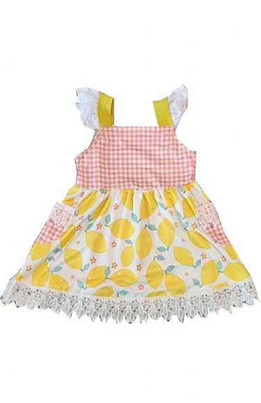 Girls Vintage Lemon Dress Preorder<br>2 to 7 Years