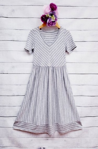 Girls Heather Stripe Pocked Dress Now in Stock<br>5 to 12 Years